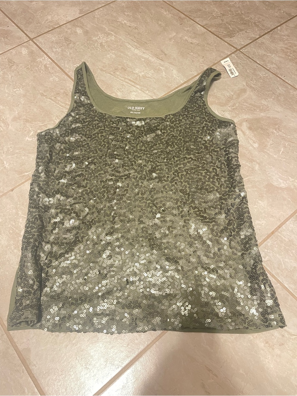 Old Navy Olive Green Sequin Camisole